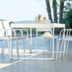 Table de jardin en aluminium et céramique 8 places (180 x 90 cm) Kore Blanc et gris clair