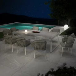 Table de jardin en aluminium et céramique 10 places (240 x 120 cm) Kore Blanc et beige