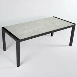 Table de jardin en aluminium et céramique 8 places (180 x 90 cm) Modena Gris clair