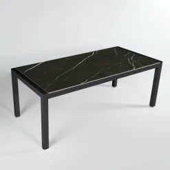 Table de jardin en aluminium et céramique 8 places (180 x 90 cm) Modena Noir marbré