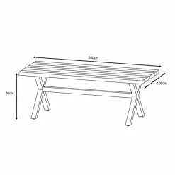Table de jardin en aluminium et bois teck 8 places (200 x 100 cm) Bali Gris anthracite
