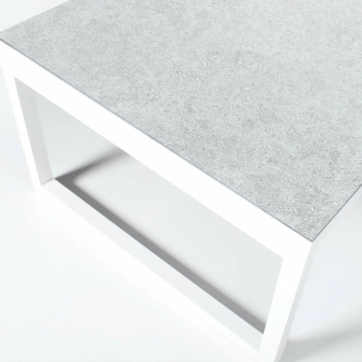 Table de jardin en aluminium et céramique 12 places (260 x 120 cm) Kore Blanc et gris clair