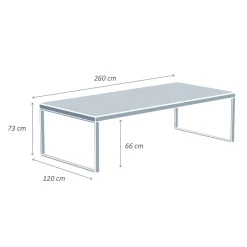 Table de jardin en aluminium et céramique 12 places (260 x 120 cm) Kore Blanc et gris clair