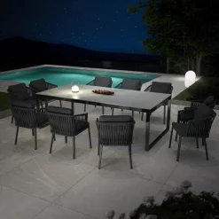 Table de jardin en aluminium et céramique 10 places (240 x 120 cm) Kore Gris et gris anthracite
