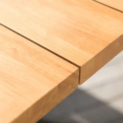 Table de jardin en aluminium et bois teck 8 places (200 x 100 cm) Bali Blanc