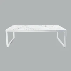 Table de jardin en aluminium et céramique 12 places (260 x 120 cm) Kore Blanc marbré