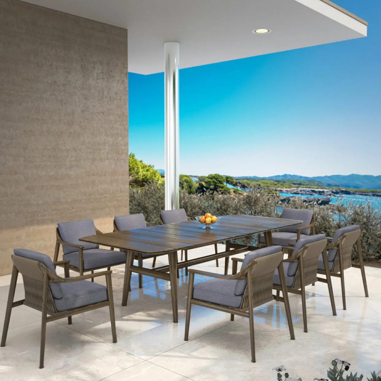 Table de jardin en bois teck 8 places (260 x 100 cm) Cap Ferrat Marron foncé