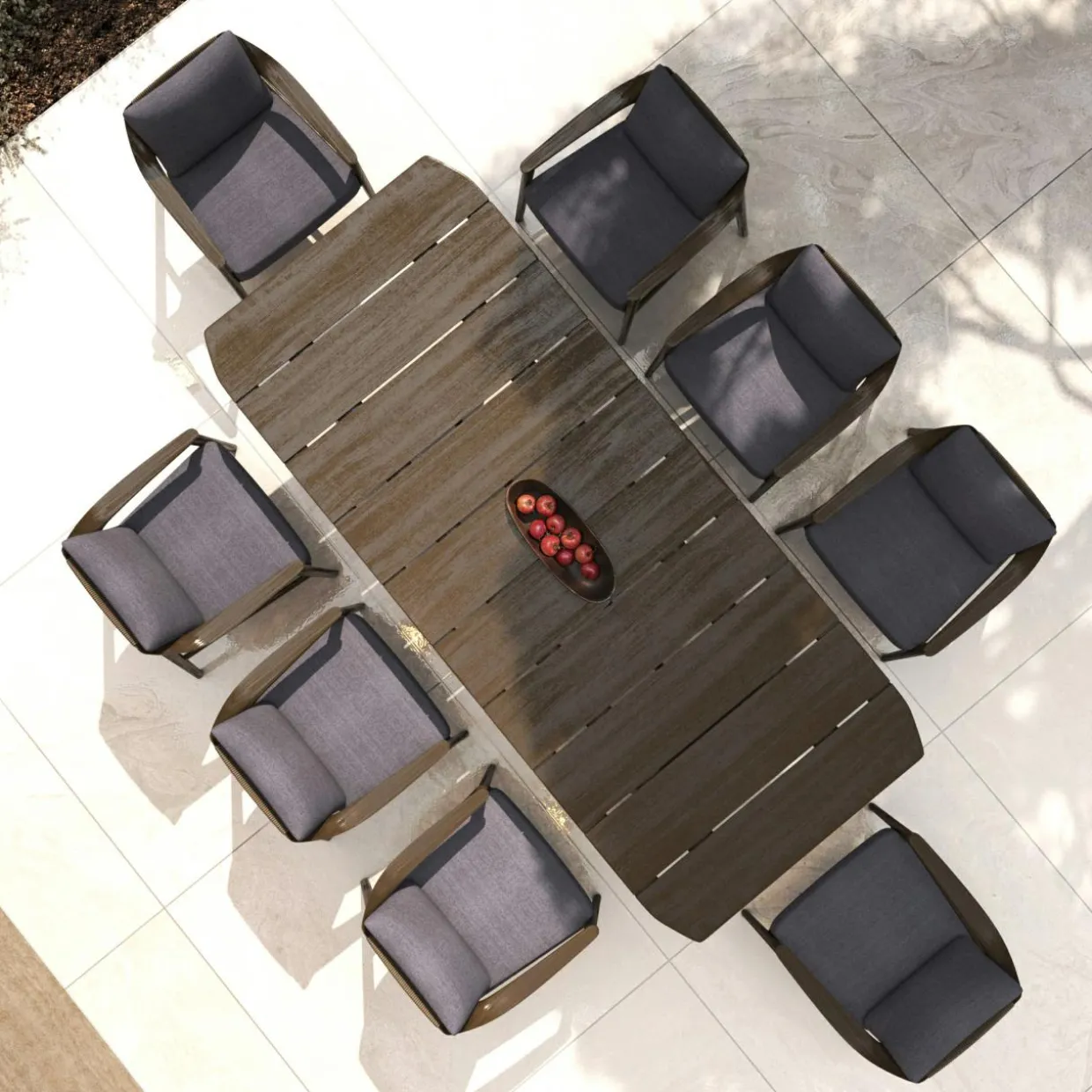 Table de jardin en bois teck 8 places (260 x 100 cm) Cap Ferrat Marron foncé