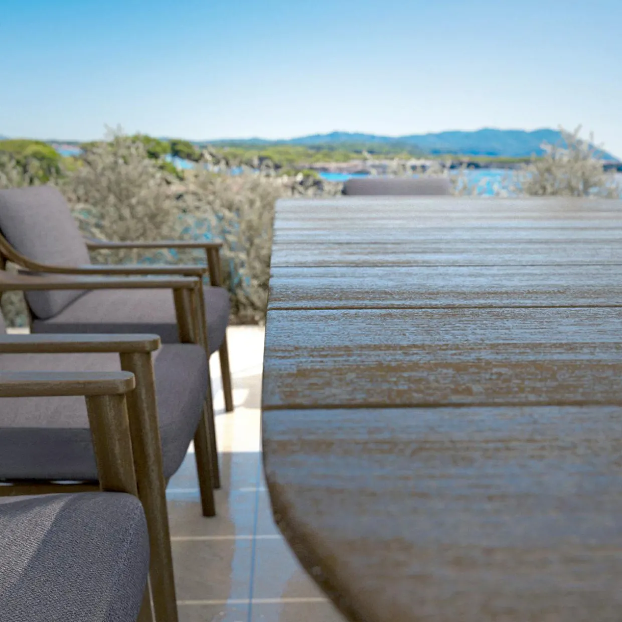 Table de jardin en bois teck 8 places (260 x 100 cm) Cap Ferrat Marron foncé