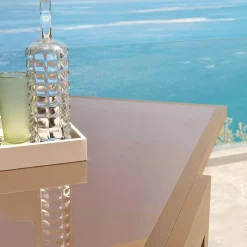 Table de jardin extensible en verre 12 places (200/320 x 100 cm) Murano Bronze