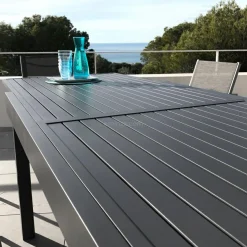 Table de jardin extensible en aluminium 8 places (90/180 x 90 cm) Murano Gris anthracite