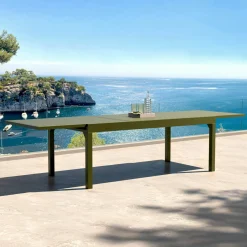 Table de jardin extensible aluminium 12 places (200/320 x 100 cm) Murano Vert olive