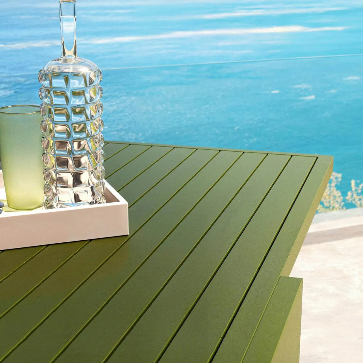 Table de jardin extensible aluminium 12 places (200/320 x 100 cm) Murano Vert olive