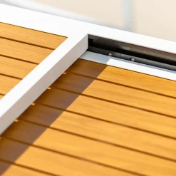 Table de jardin extensible en aluminium 10 places effet bois (135/270 x 90 cm) Murano Blanc