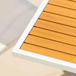 Table de jardin extensible en aluminium 10 places effet bois (135/270 x 90 cm) Murano Blanc