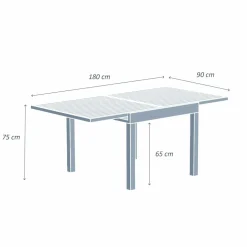 Table de jardin extensible en aluminium 8 places (90/180 x 90 cm) Murano Bronze