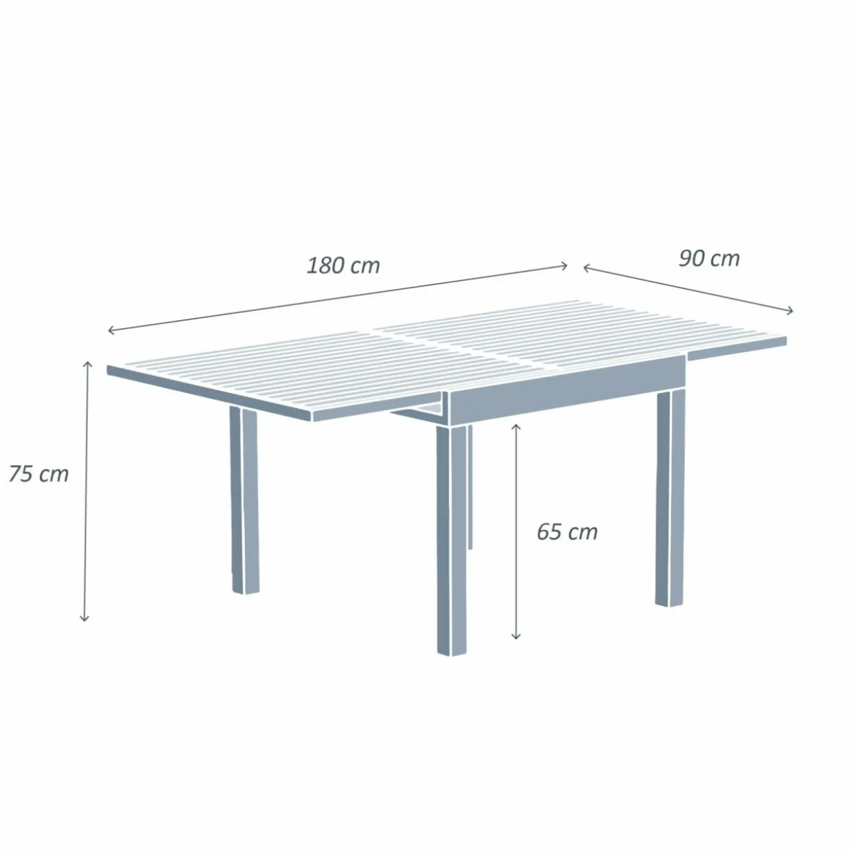 Table de jardin extensible en aluminium 8 places (90/180 x 90 cm) Murano Bronze