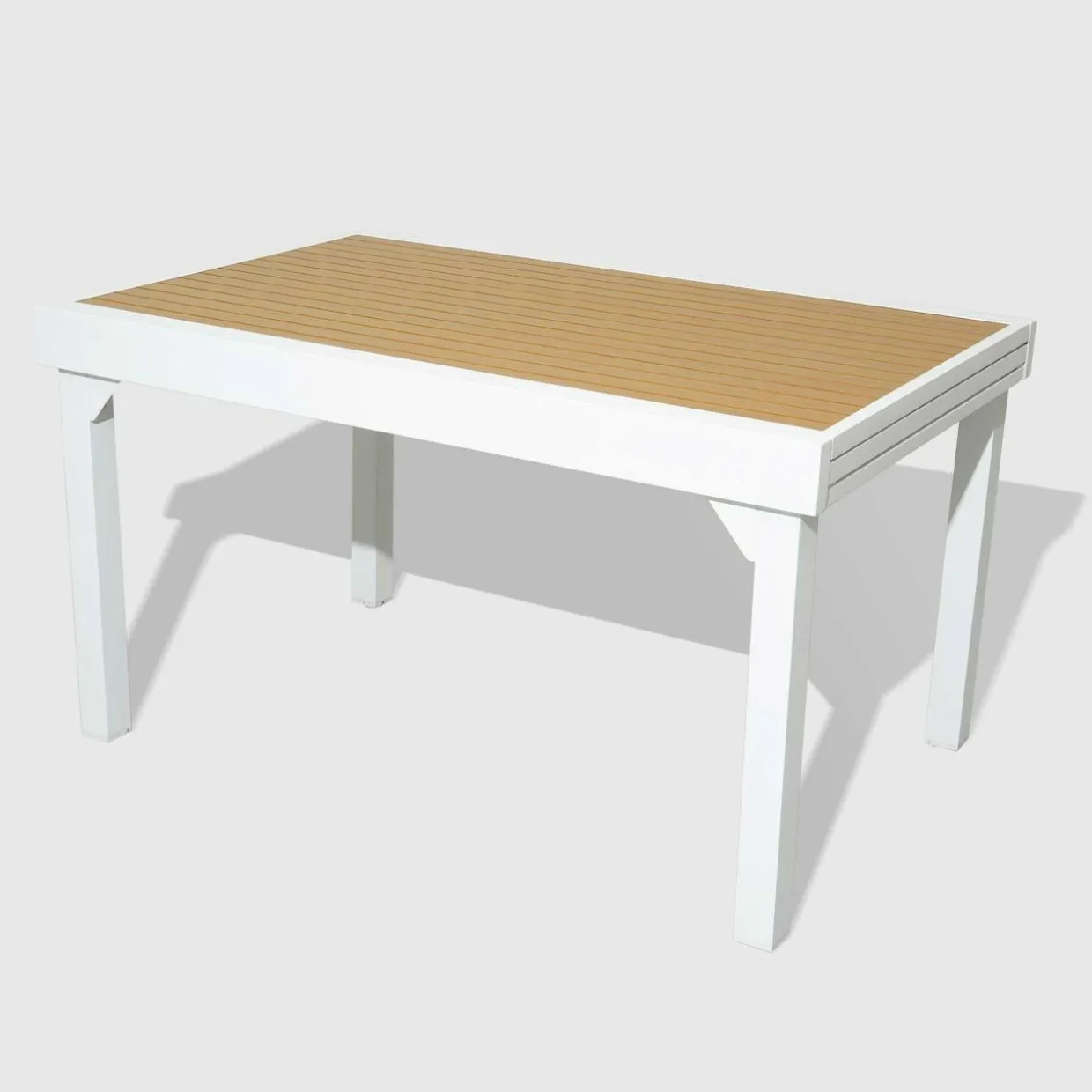 Table de jardin extensible en aluminium 12 places effet bois (200/320 x 100 cm) Murano Blanc