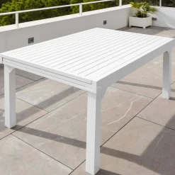 Table de jardin extensible aluminium 10 places (135/270 x 90 cm) Murano Blanc