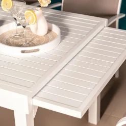 Table de jardin extensible aluminium 10 places (135/270 x 90 cm) Murano Blanc