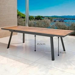 Table de jardin extensible en aluminium 10 places (260 x 96 cm) Amalfi Gris anthracite