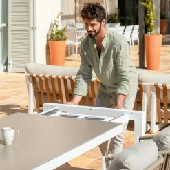 Table de jardin extensible en aluminium 12 places (195/300 x 96 cm) Amalfi Blanc