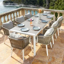 Table de jardin extensible en aluminium 12 places (195/300 x 96 cm) Amalfi Blanc