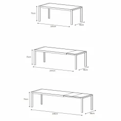 Table de jardin extensible en aluminium 12 places (195/300 x 96 cm) Amalfi Blanc