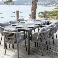 Table de jardin extensible en aluminium 12 places (195/300 x 96 cm) Amalfi Gris anthracite