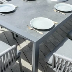 Table de jardin extensible en aluminium 12 places (195/300 x 96 cm) Amalfi Gris anthracite