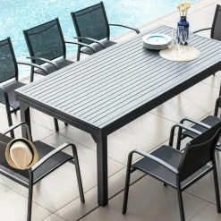 Table de jardin extensible aluminium 12 places (200/320 x 100 cm) Murano Gris anthracite