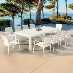 Table de jardin rectangulaire aluminium 10 places (240 x 120 cm) Murano Blanc