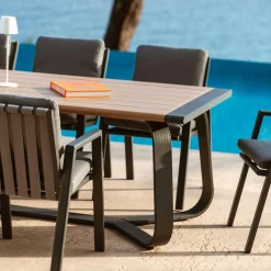 Table de jardin rectangulaire en aluminium 10 places (240 x 100 cm) Long Beach Gris anthracite