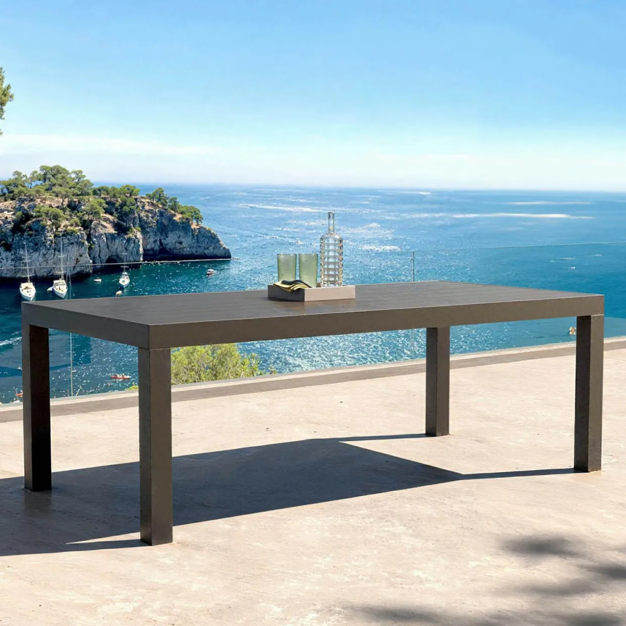 Table de jardin rectangulaire aluminium 8 places (210 x 100 cm) Murano Gris anthracite