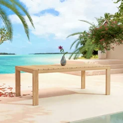 Table de jardin rectangulaire en bois d'acacia 8 places (215 x 110 cm) Bornéo Naturel