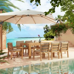 Table de jardin rectangulaire en bois d'acacia 8 places (215 x 110 cm) Bornéo Naturel