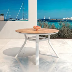 Table de jardin ronde en aluminium 6 places (D120 cm) Amalfi Blanc