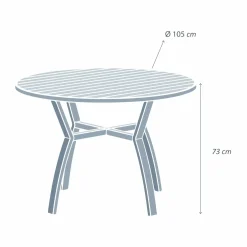 Table de jardin ronde en aluminium 5 places (D105 cm) Murano Gris anthracite