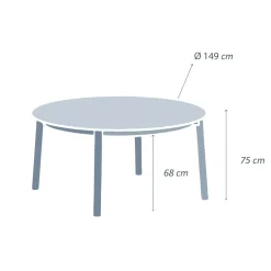 Table de jardin ronde en aluminium 8 places (D149 cm) Monte Carlo Blanc