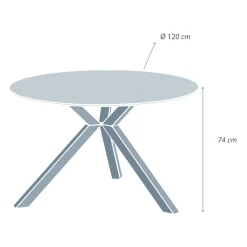 Table de jardin ronde en aluminium et céramique 6 places (D120 cm) Kore Gris anthracite
