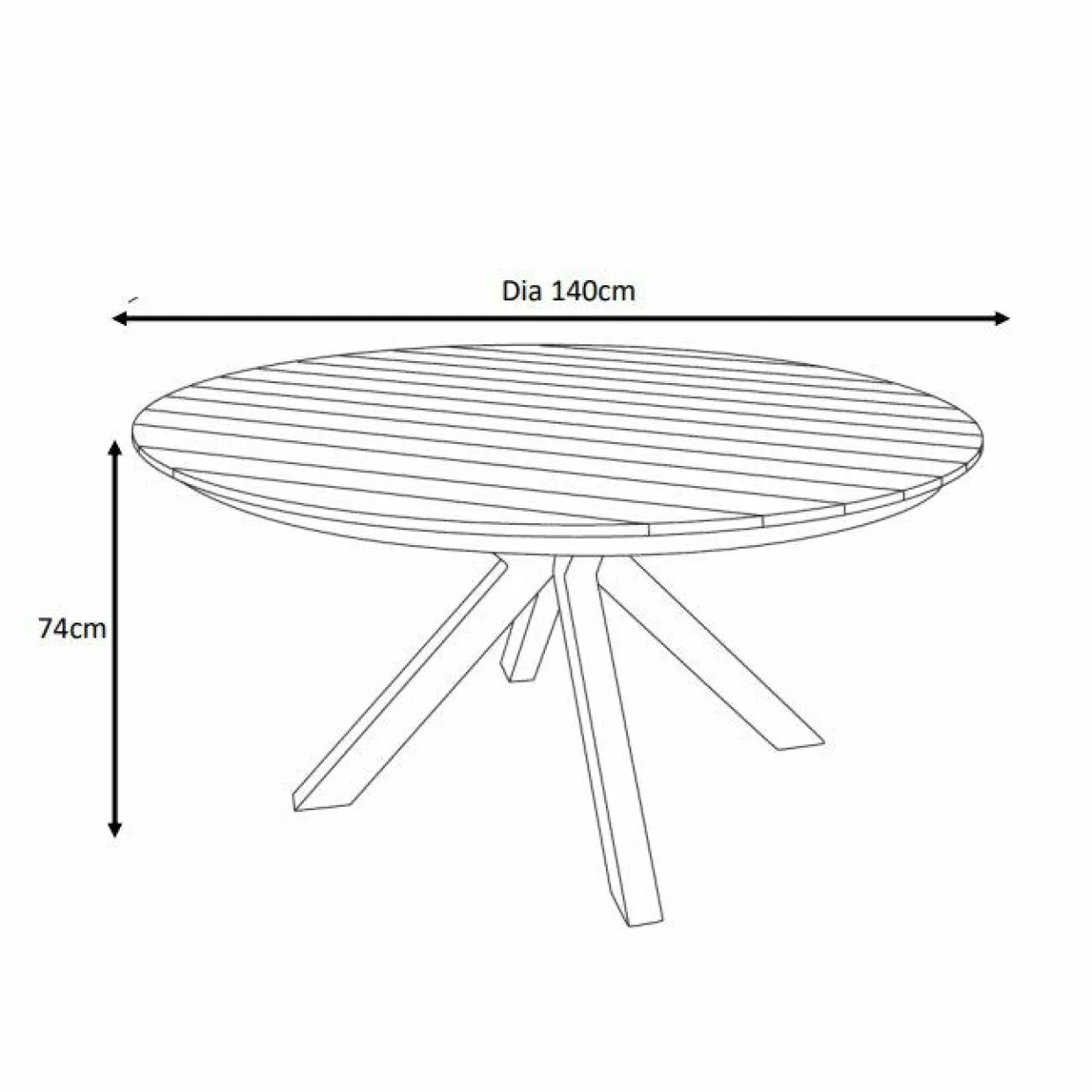 Table de jardin ronde en aluminium et bois teck 8 places (D140 cm) Bali Gris anthracite