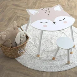 Table enfant bois (H43 cm) Douceur Renard Blanche