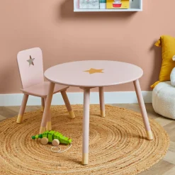 Table enfant bois (H44 cm) Stars Rose