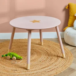 Table enfant bois (H44 cm) Stars Rose