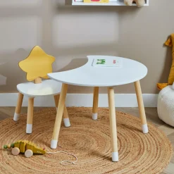Table et 1 chaise enfant bois (H44 cm) Stars Blanc