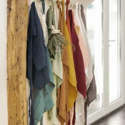 Tablier avec poches gaze de coton Gaïa Rose pêche