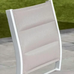 Tabouret de jardin aluminium empilable Murano Blanc et taupe