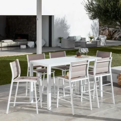 Tabouret de jardin aluminium empilable Murano Blanc et taupe