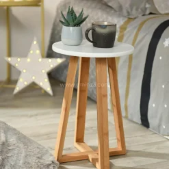 Tabouret plateau (H43 cm) Bambou Blanc