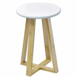 Tabouret plateau (H43 cm) Bambou Blanc